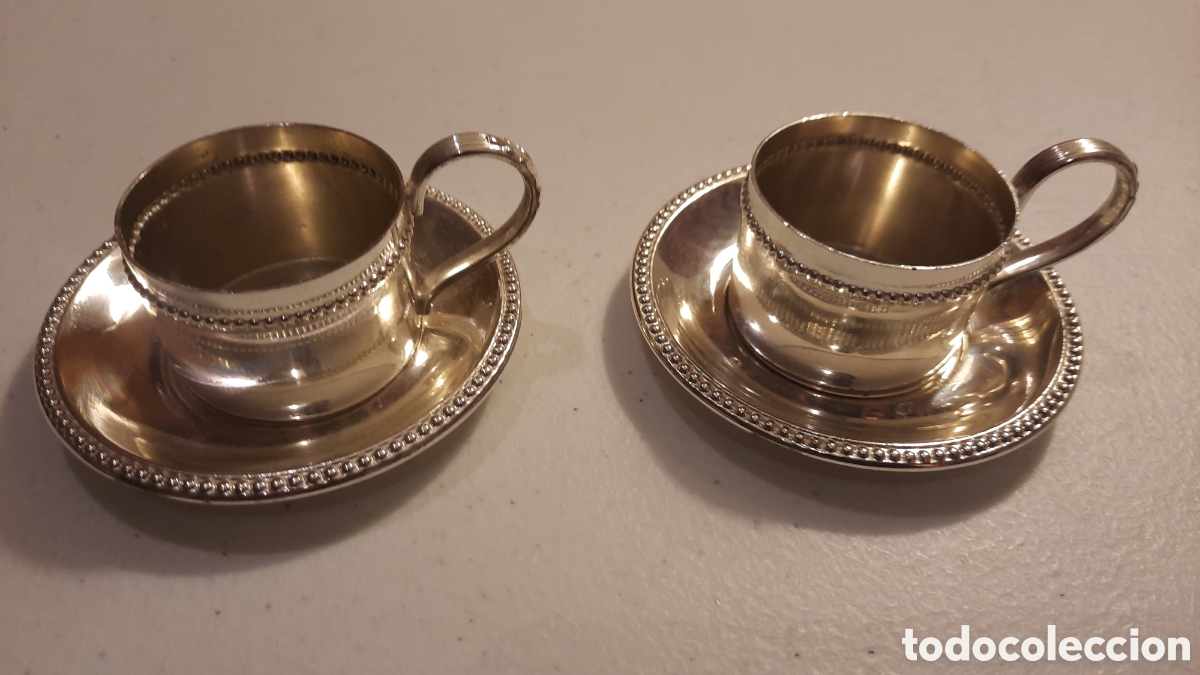 Antig&uuml;edades: Juego de caf&eacute; mini en metal plateado - Foto 4