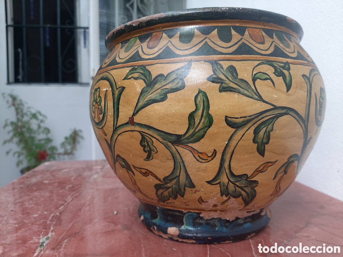 Antig&uuml;edades: Centro de mesa pintada a mano - Foto 4