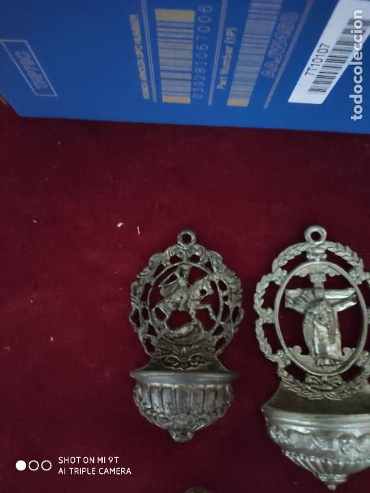 Antig&uuml;edades: RESERVADAS lote de 5 benditeras de metal - Foto 2