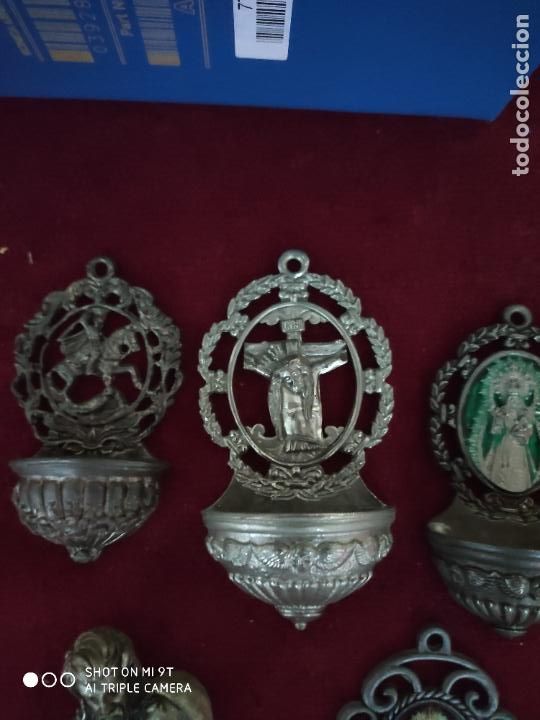 Antig&uuml;edades: RESERVADAS lote de 5 benditeras de metal - Foto 3