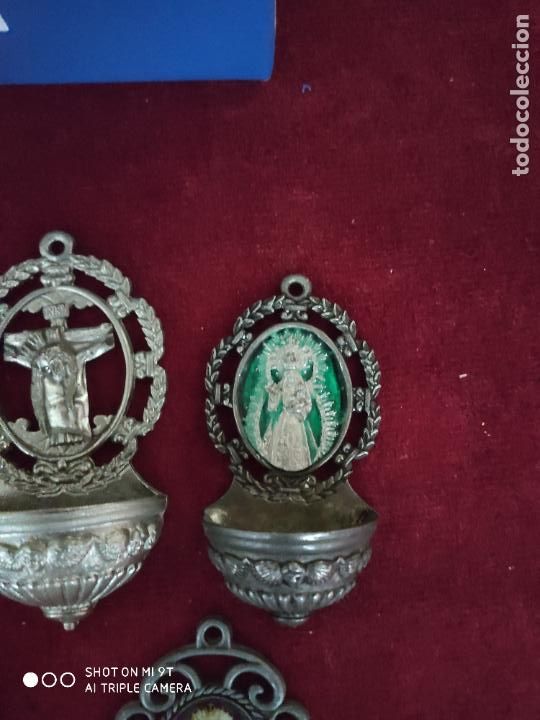 Antig&uuml;edades: RESERVADAS lote de 5 benditeras de metal - Foto 4