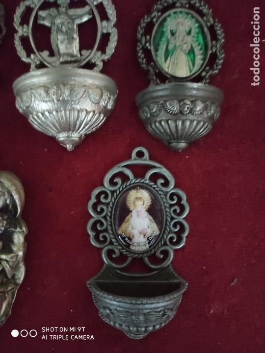 Antig&uuml;edades: RESERVADAS lote de 5 benditeras de metal - Foto 5