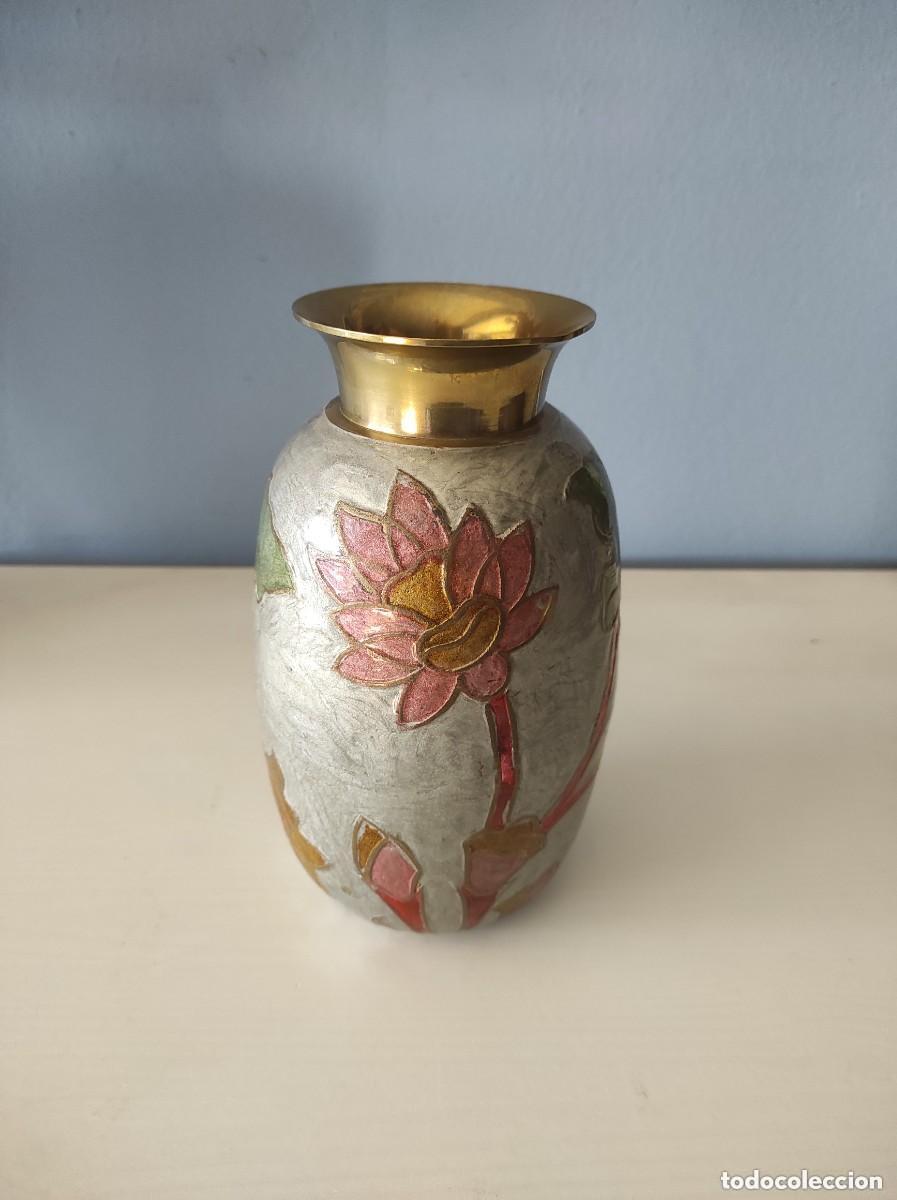 Antig&uuml;edades: JARR&Oacute;N DE LATON CON ESMALTE CLOISONE - Foto 2