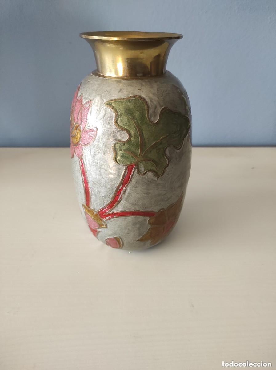Antig&uuml;edades: JARR&Oacute;N DE LATON CON ESMALTE CLOISONE - Foto 3