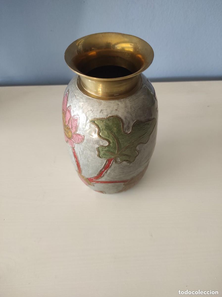 Antig&uuml;edades: JARR&Oacute;N DE LATON CON ESMALTE CLOISONE - Foto 4