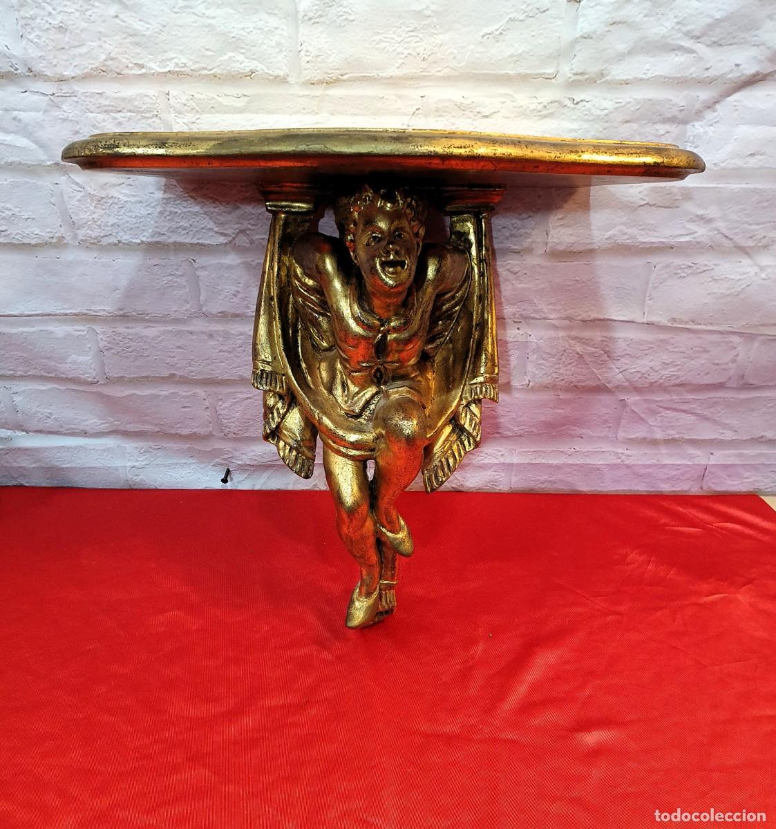 Antig&uuml;edades: MENSULA ANTIGUA DE MADERA CON PAN DE ORO - Foto 5