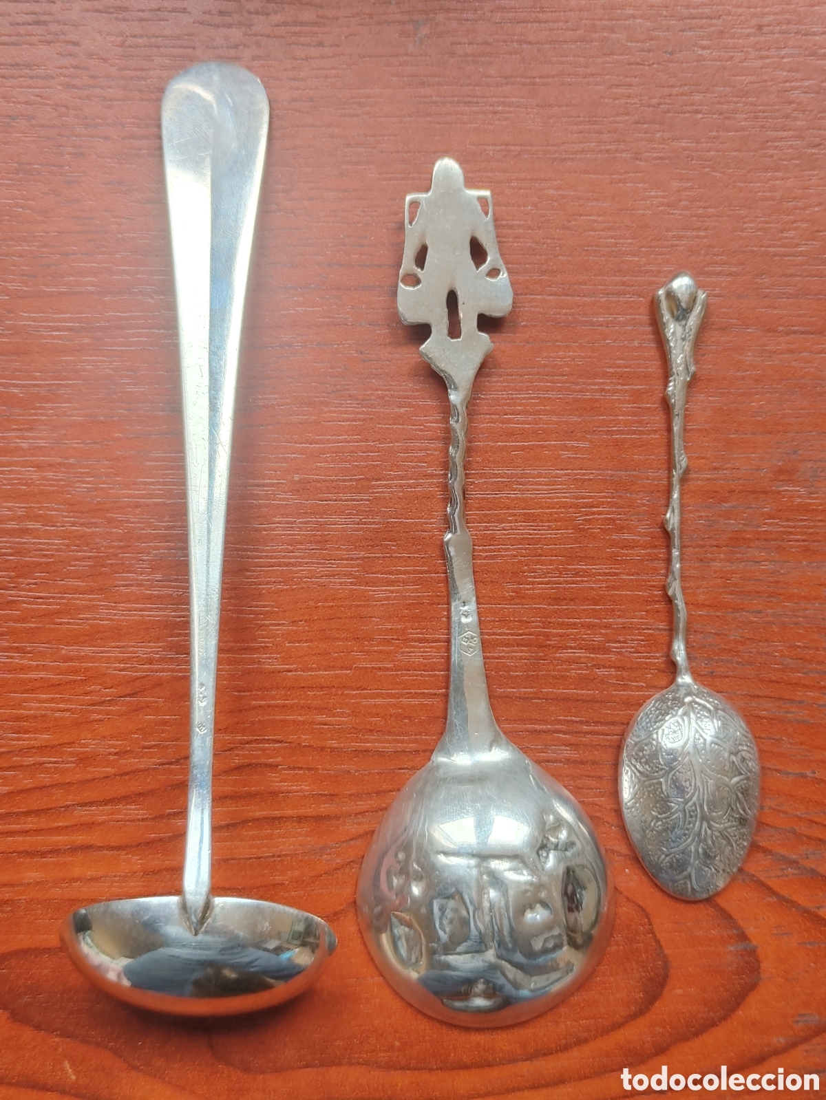 Antig&uuml;edades: Tres cucharillas en plata punzonada. - Foto 2