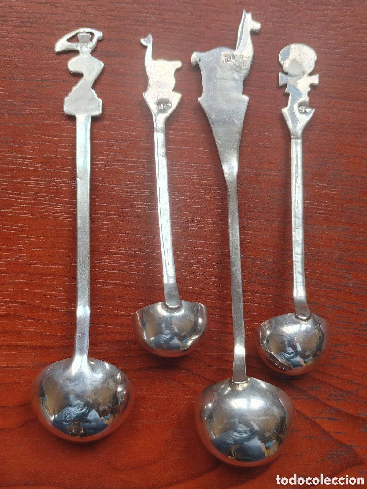 Antig&uuml;edades: Cuatro cucharillas de plata punzonada. De Peru. - Foto 2