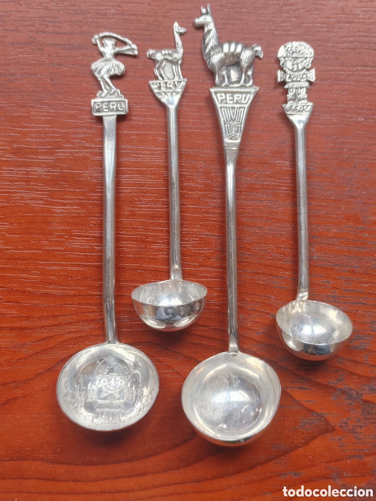 Antig&uuml;edades: Cuatro cucharillas de plata punzonada. De Peru. - Foto 1