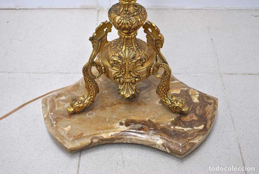 Antig&uuml;edades: L&Aacute;MPARA ANTIGUA DE PIE BRONCE DORADO - Foto 7