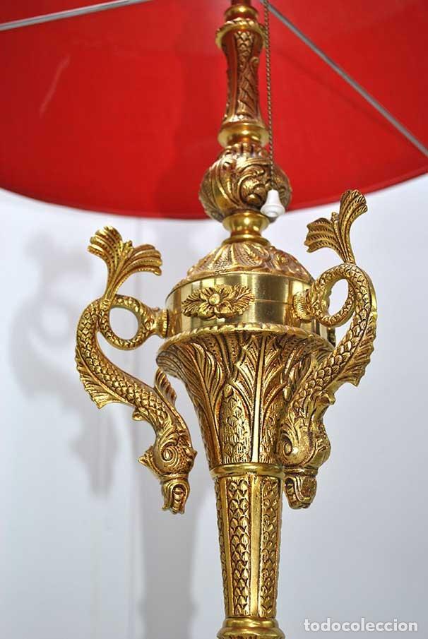 Antig&uuml;edades: L&Aacute;MPARA ANTIGUA DE PIE BRONCE DORADO - Foto 9
