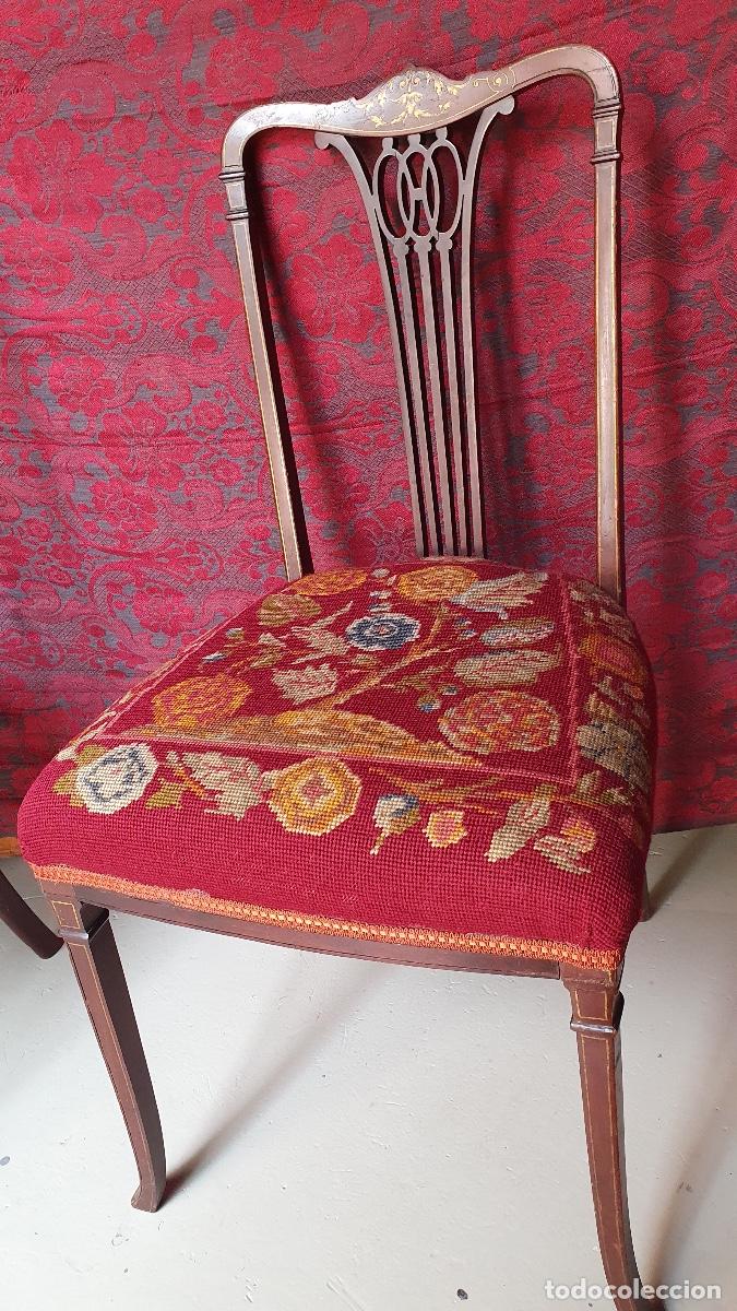 Antig&uuml;edades: Sillas de petit point antiguas. - Foto 3