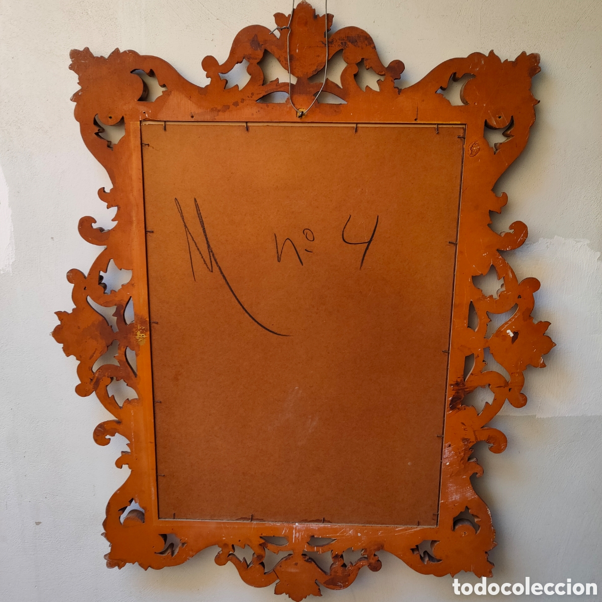 Antig&uuml;edades: GRAN ESPEJO CORNUCOPIA DE MADERA TALLADA Y PAN DE ORO.122X99CM. - Foto 11