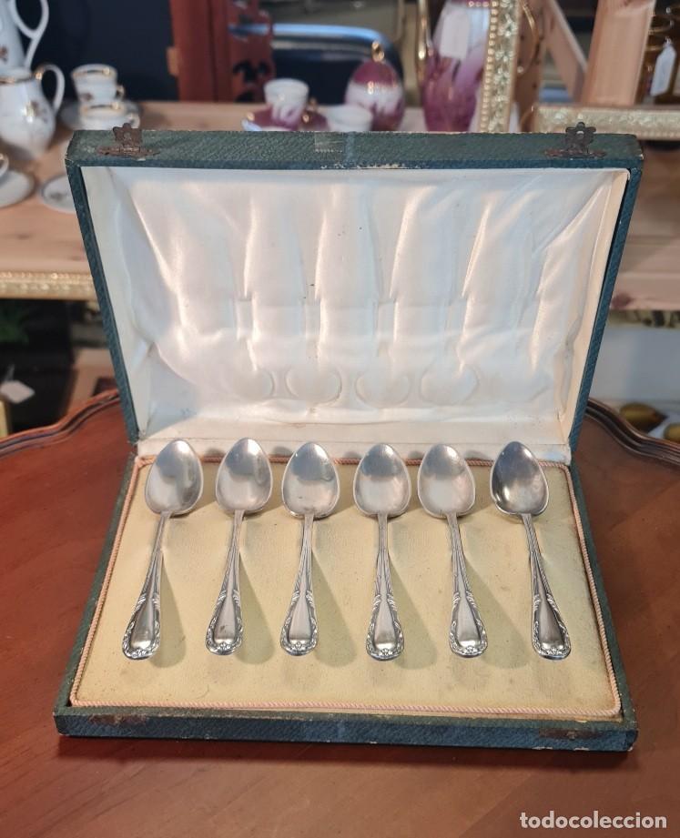 Antig&uuml;edades: Juego de 6 cucharas de postre de alpaca plateada - Foto 1