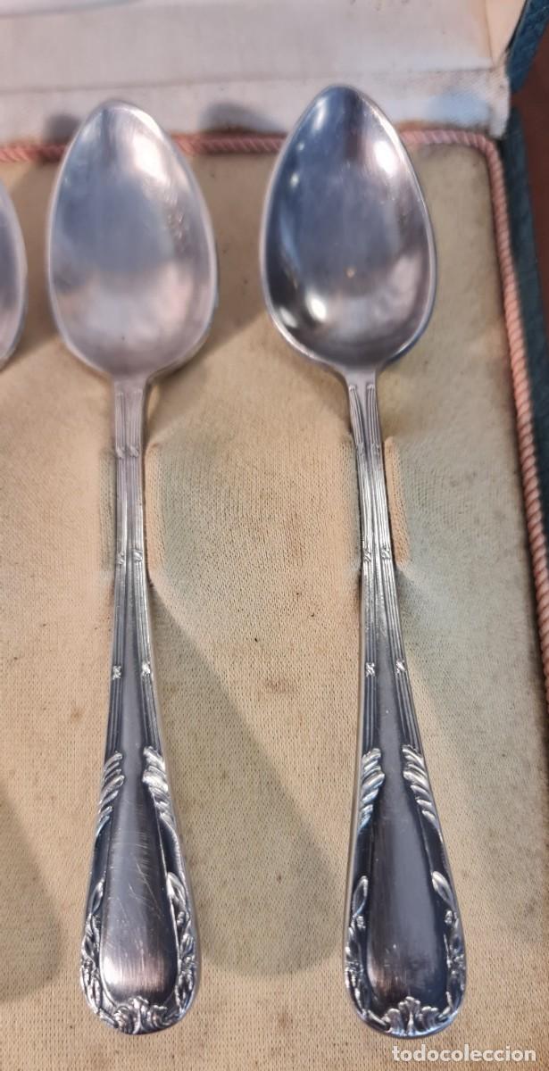 Antig&uuml;edades: Juego de 6 cucharas de postre de alpaca plateada - Foto 2
