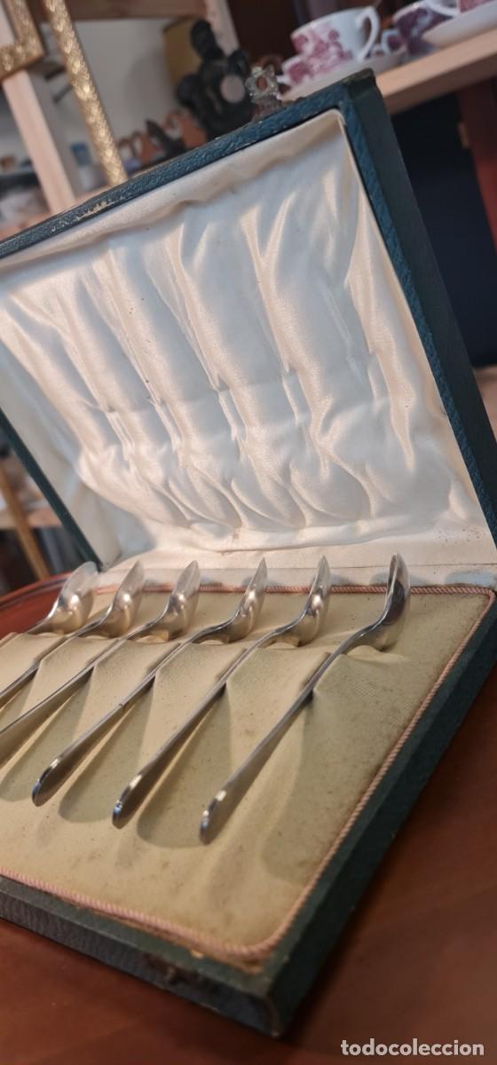 Antig&uuml;edades: Juego de 6 cucharas de postre de alpaca plateada - Foto 4