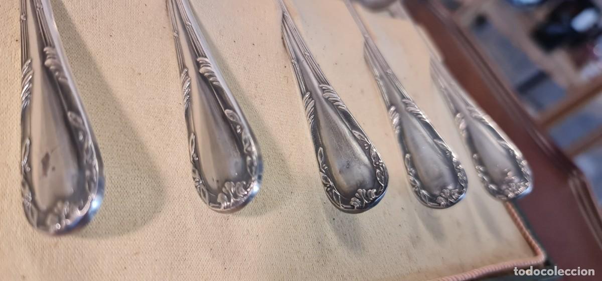 Antig&uuml;edades: Juego de 6 cucharas de postre de alpaca plateada - Foto 5