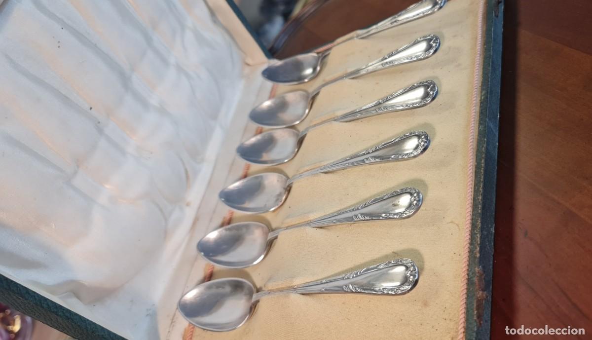Antig&uuml;edades: Juego de 6 cucharas de postre de alpaca plateada - Foto 6