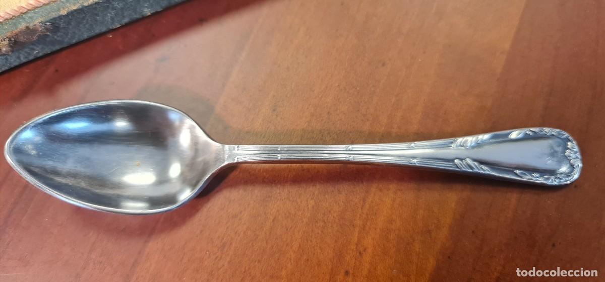 Antig&uuml;edades: Juego de 6 cucharas de postre de alpaca plateada - Foto 7