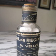 Antigüedades: SAL DE RÉGIMEN DEL DOCTOR VELLVÉ - PLANS SINTAS - BARCELONA - FRASCO FARMACIA - REG.SAN. 1929