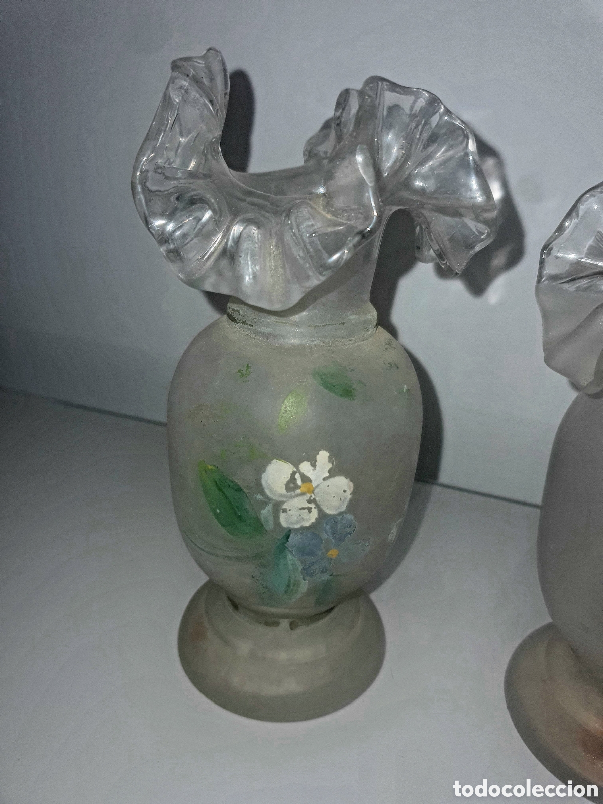 Antig&uuml;edades: Antiguos parejas de jarrones de cristal - Foto 2
