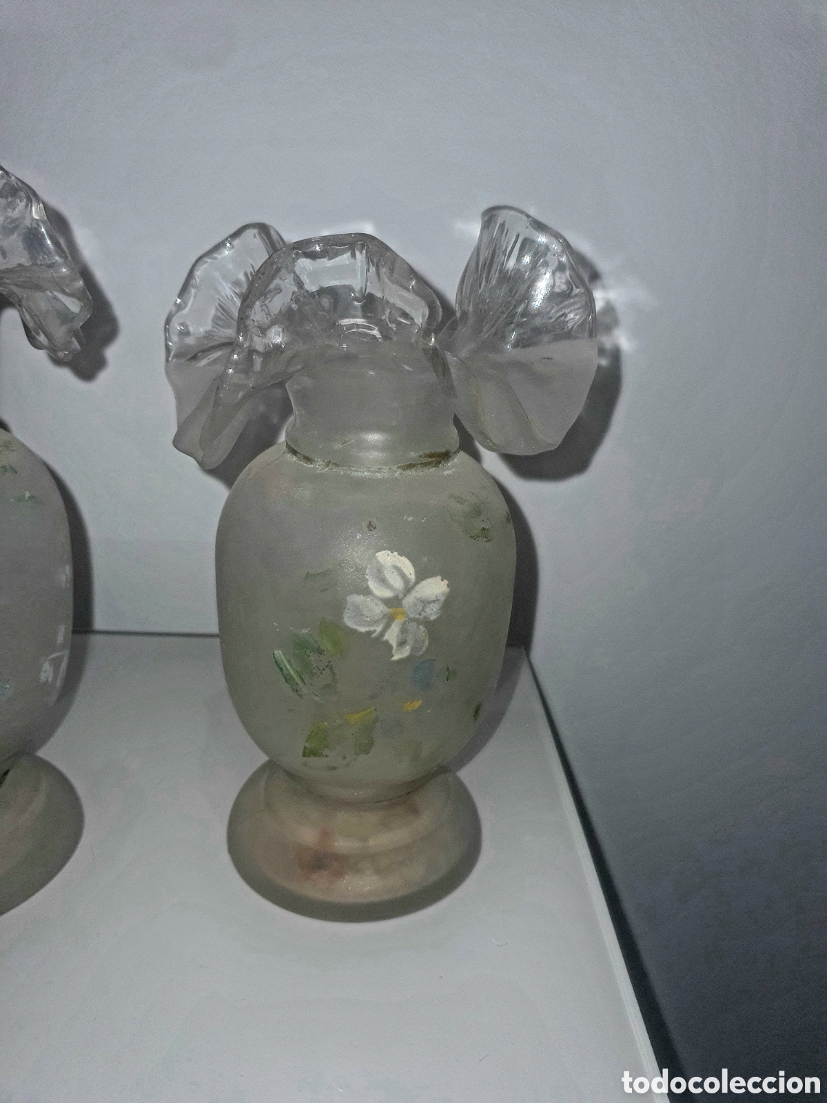 Antig&uuml;edades: Antiguos parejas de jarrones de cristal - Foto 3