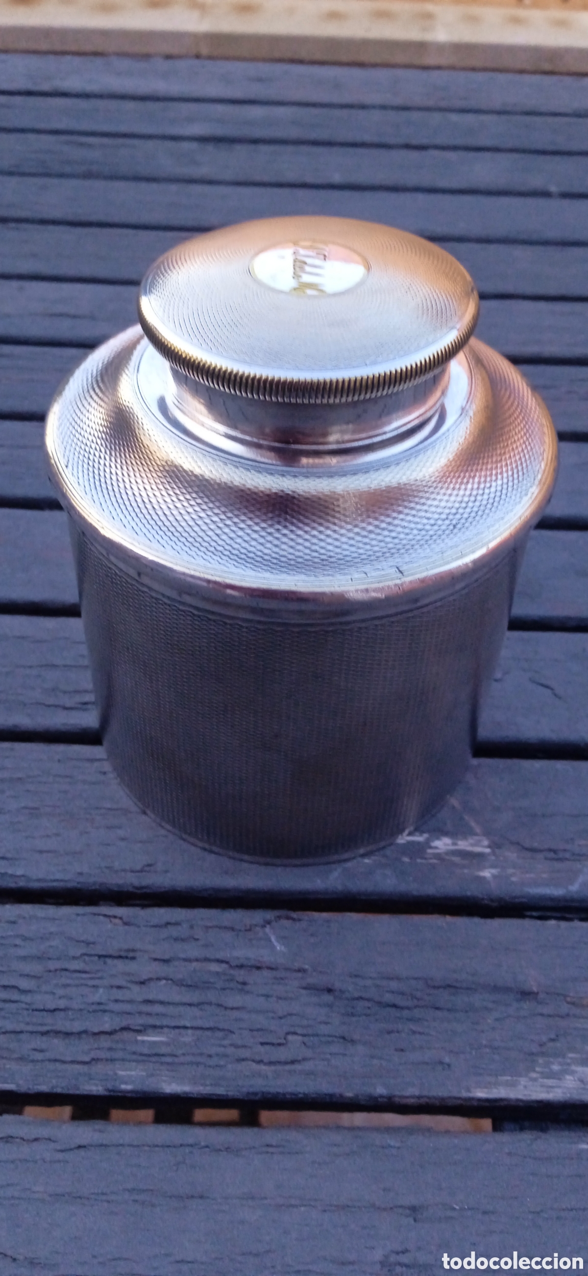 Antig&uuml;edades: Antiguo bote ingl&eacute;s para el t&eacute; chapado en plata - Foto 1