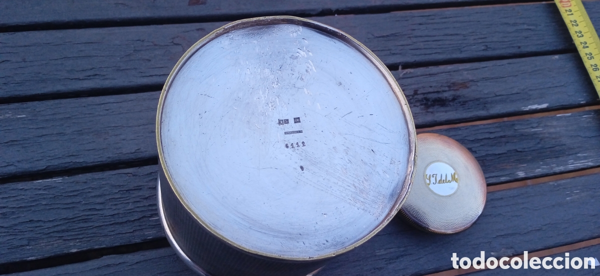 Antig&uuml;edades: Antiguo bote ingl&eacute;s para el t&eacute; chapado en plata - Foto 7
