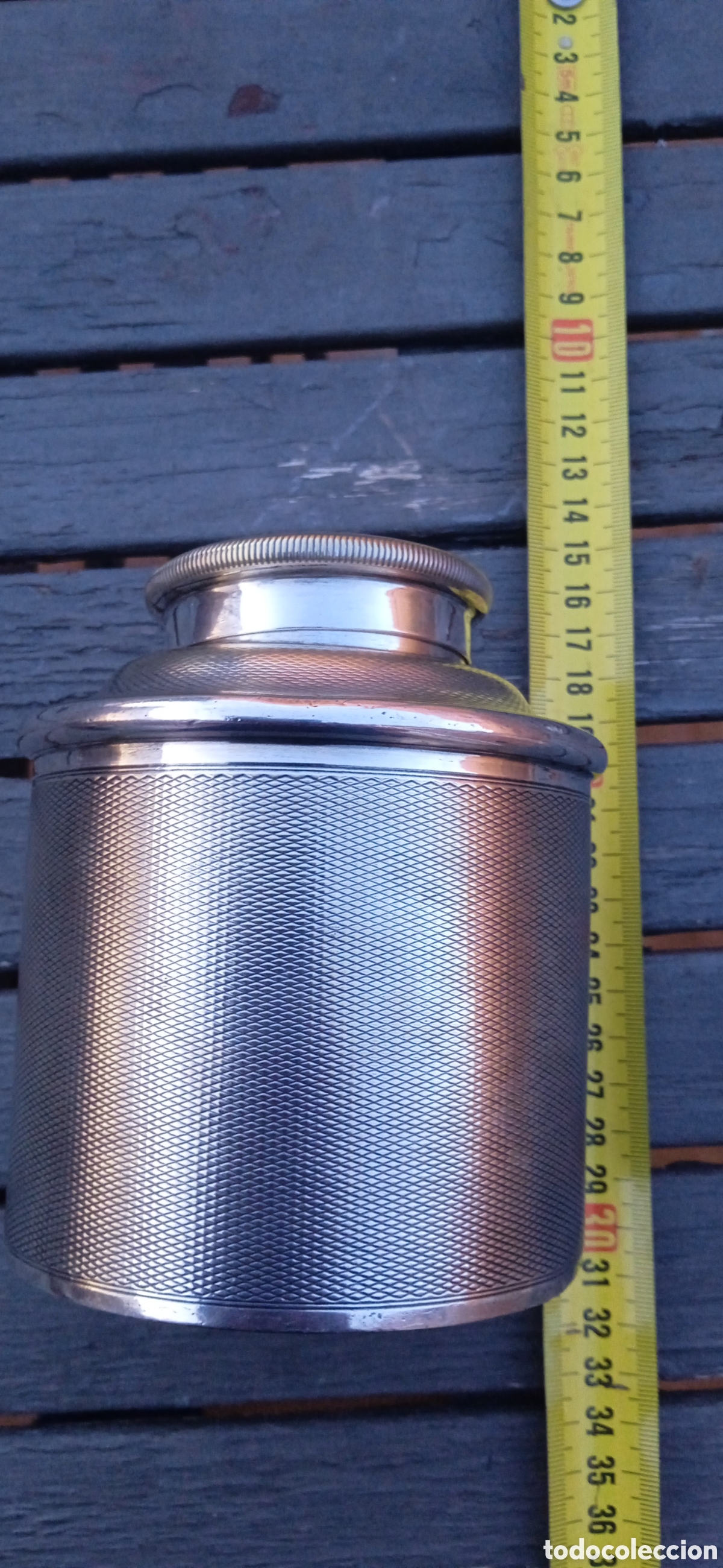 Antig&uuml;edades: Antiguo bote ingl&eacute;s para el t&eacute; chapado en plata - Foto 10