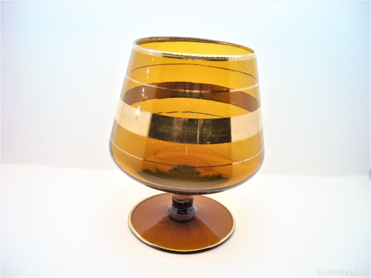 Antig&uuml;edades: Antiguas Copas Co&ntilde;ac Cristal Ambar. - Foto 4