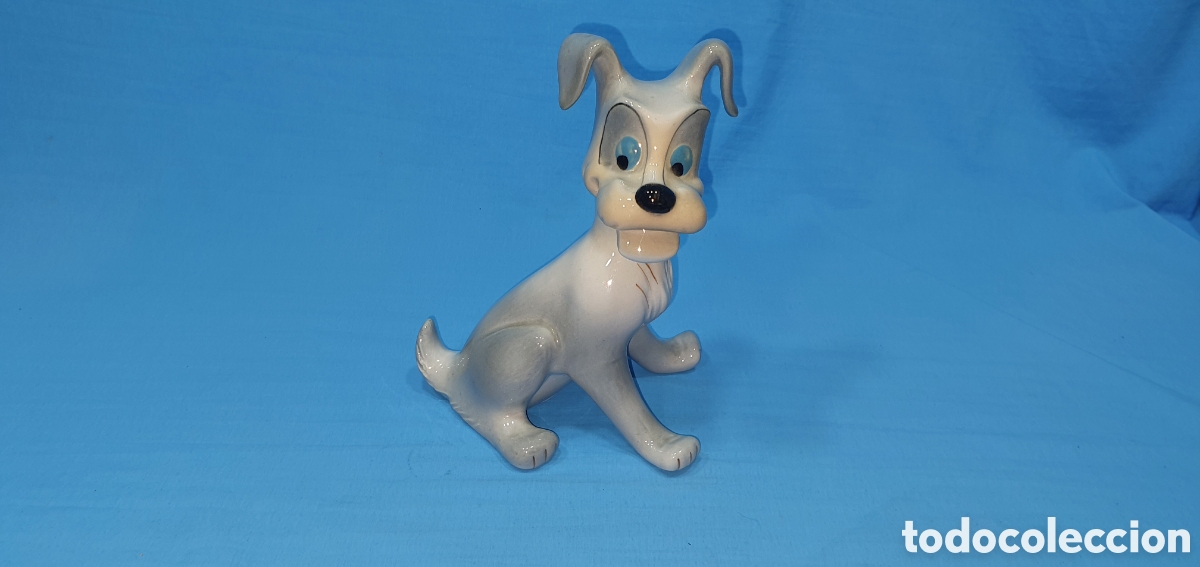 Oggetti Antichi: FIGURA PERRO GOLFO, LA DAMA Y EL VAGABUNDO CERAMICA GRIS, OJOS AZULES. DISNEY