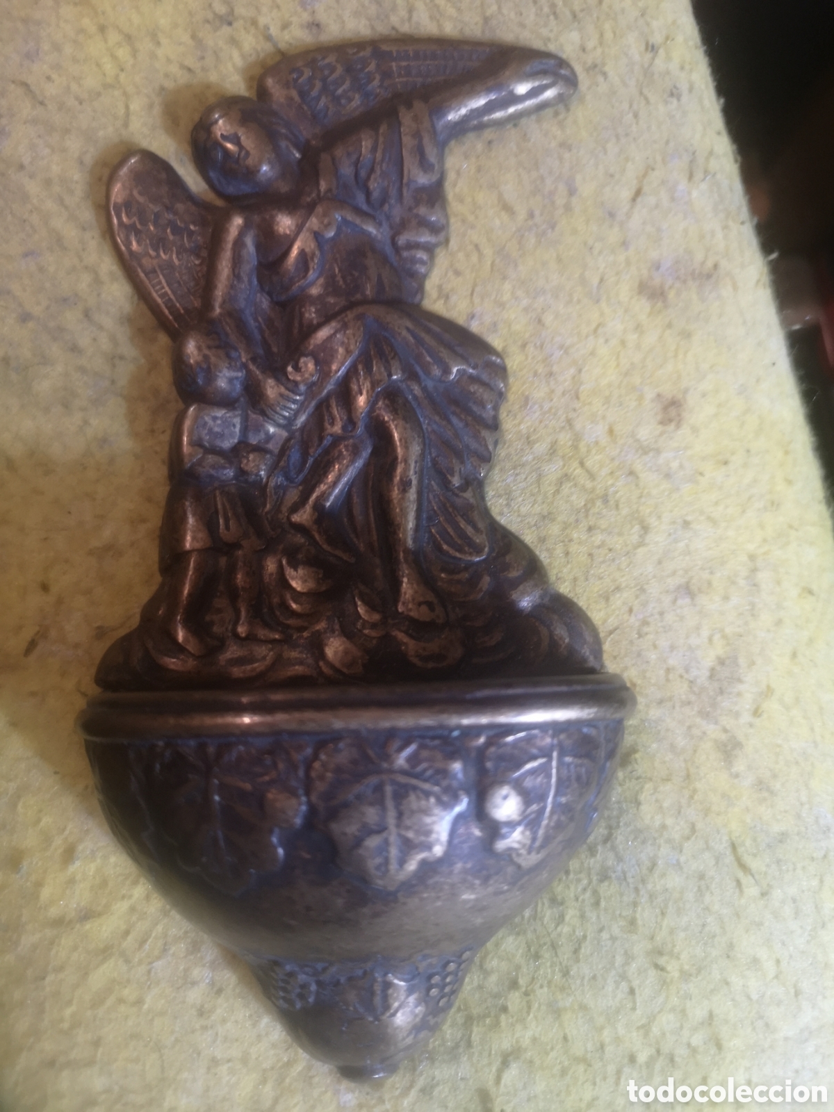 Antig&uuml;edades: BENDITERA BRONCE ANGEL DE LA GUARDA - Foto 1