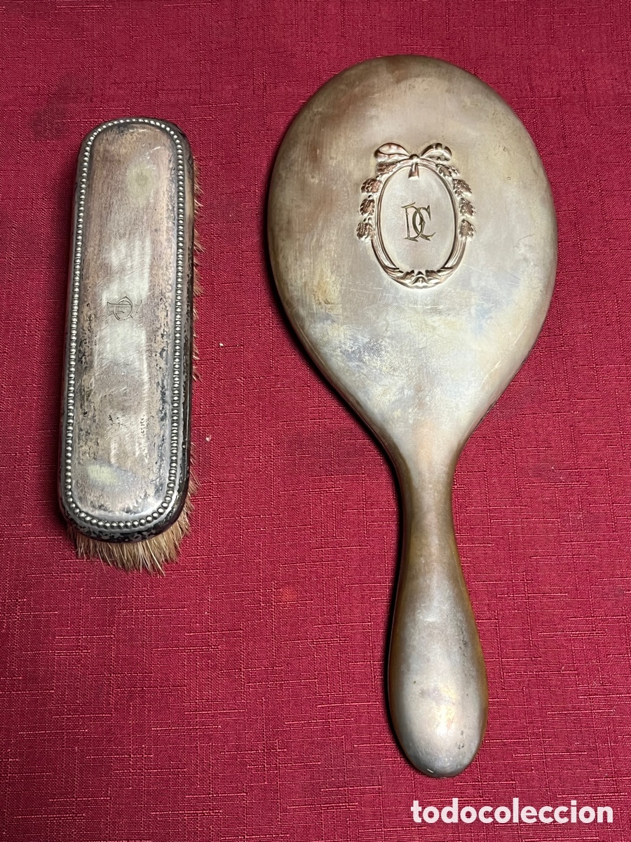 Antig&uuml;edades: ESPEJO DE MANO Y CEPILLO TOCADOR. - Foto 4