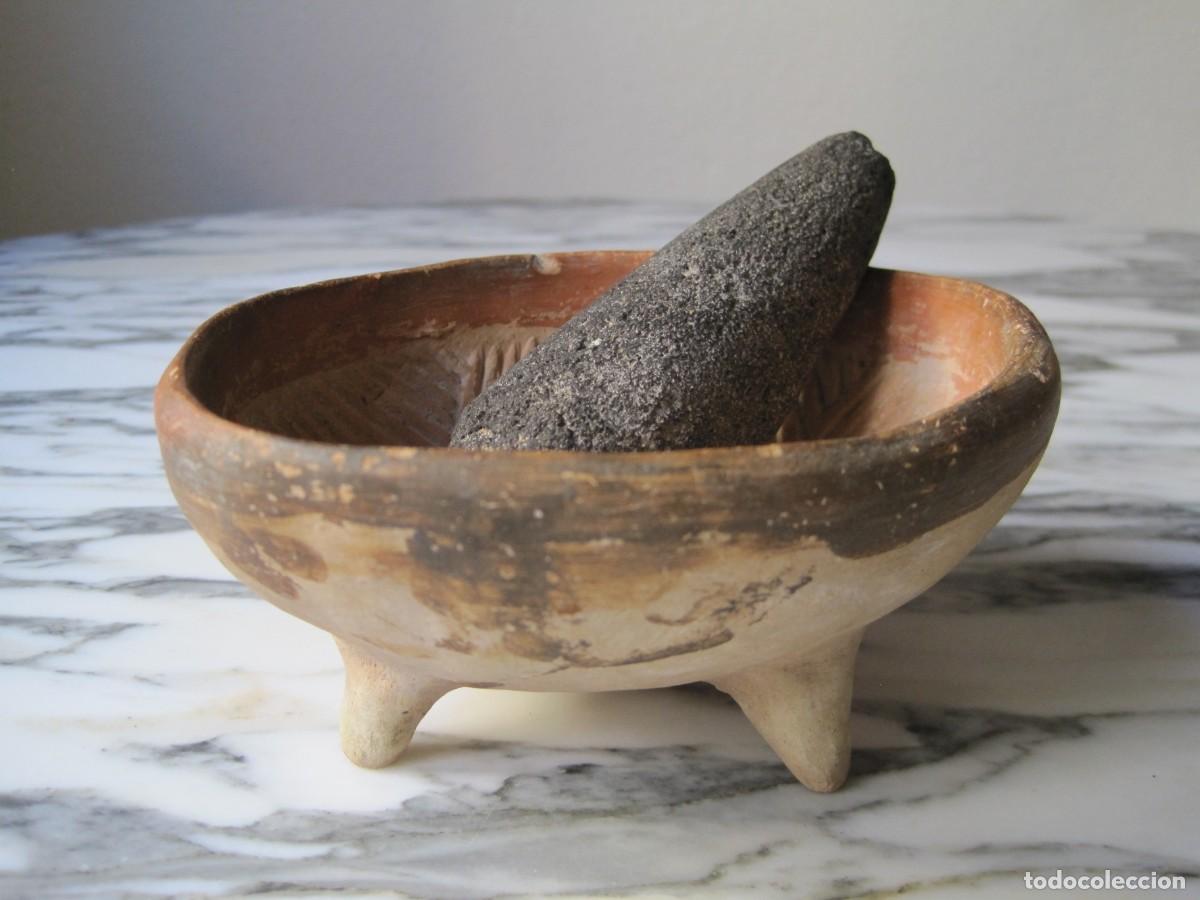 muy antiguo mortero mexicano de cerámica con ma - Compra venta en  todocoleccion