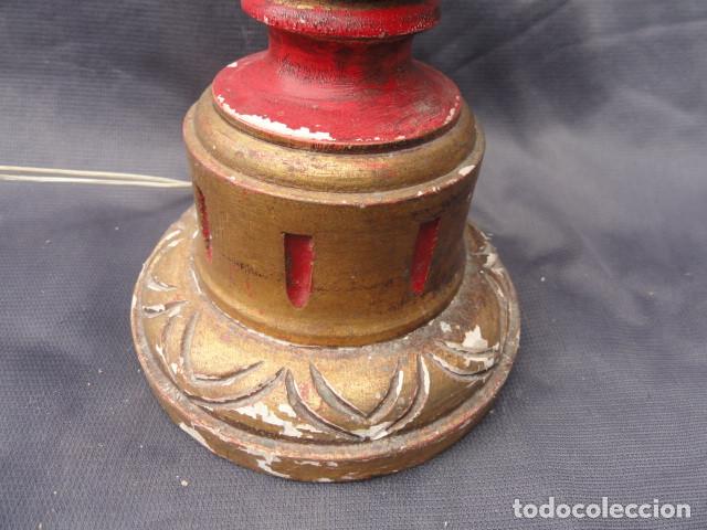 Antig&uuml;edades: PIE DE L&Aacute;MPARA DE MADERA. - Foto 6