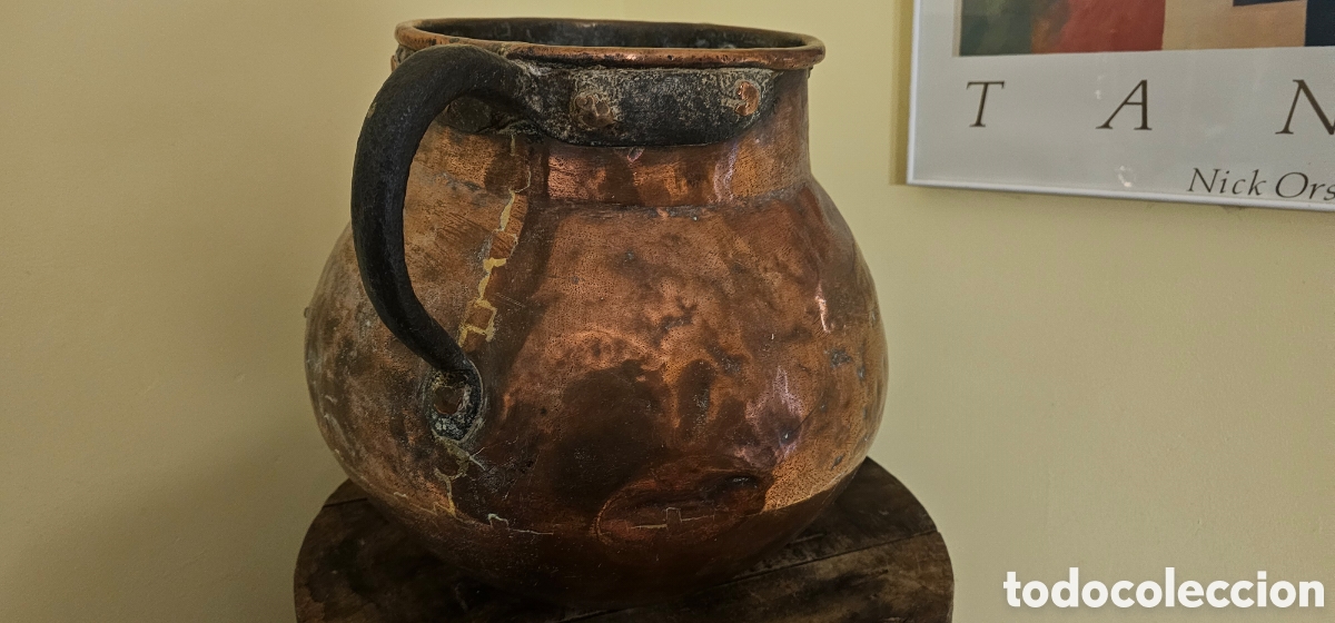Antig&uuml;edades: POTE DE COBRE Y HIERRO DE FORJA - Foto 3