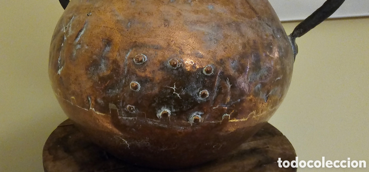 Antig&uuml;edades: POTE DE COBRE Y HIERRO DE FORJA - Foto 4