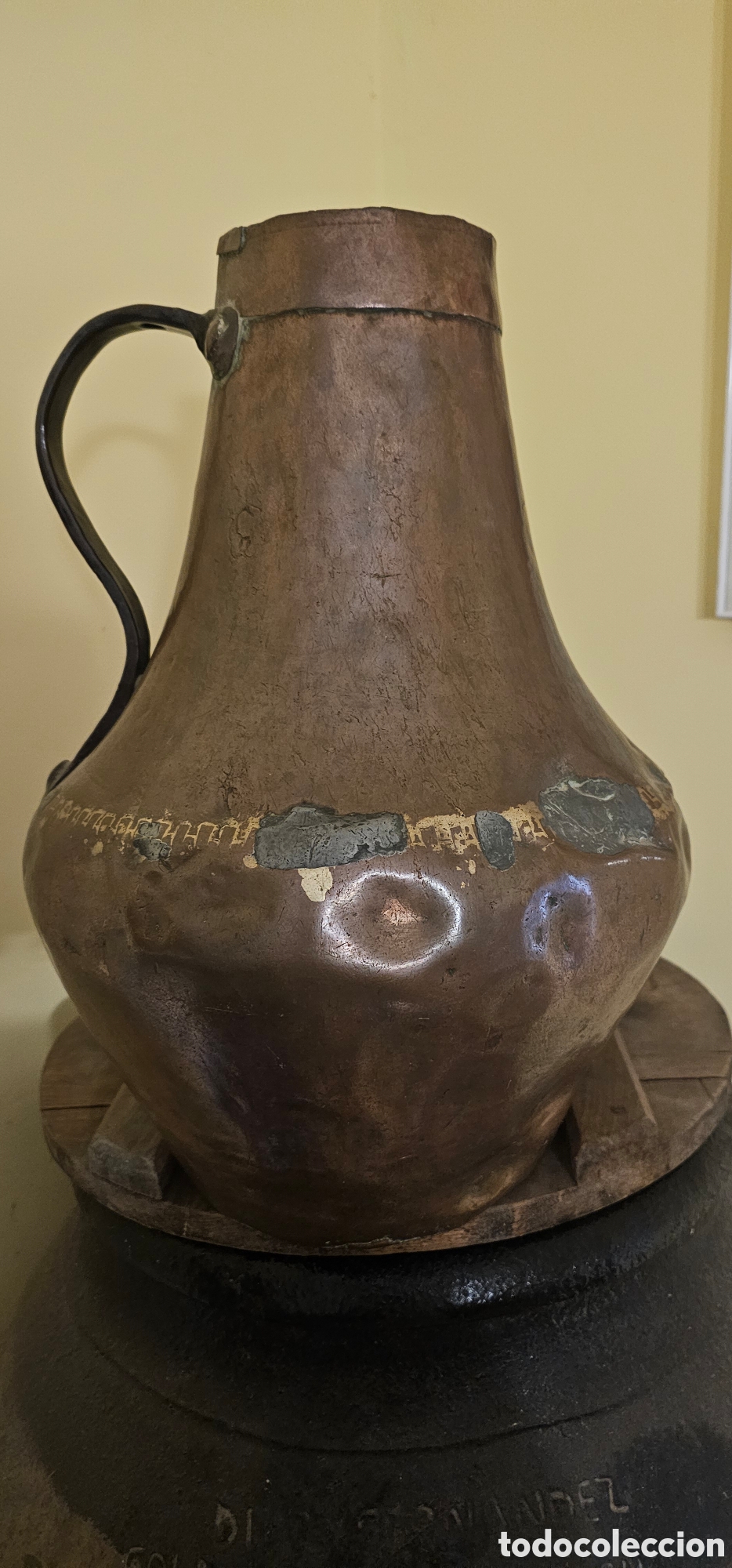 Antig&uuml;edades: JARRA DE COBRE Y HIERRO DE FORJA S.XIX - Foto 2