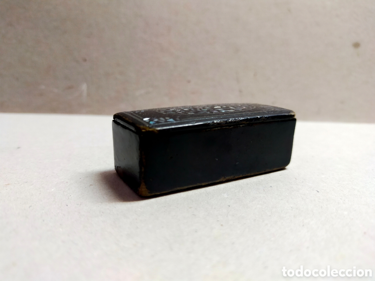 Antig&uuml;edades: CAJA DE MADERA LACADA CON INCRUSTACIONES DE NACAR. RECTANGULAR - Foto 5