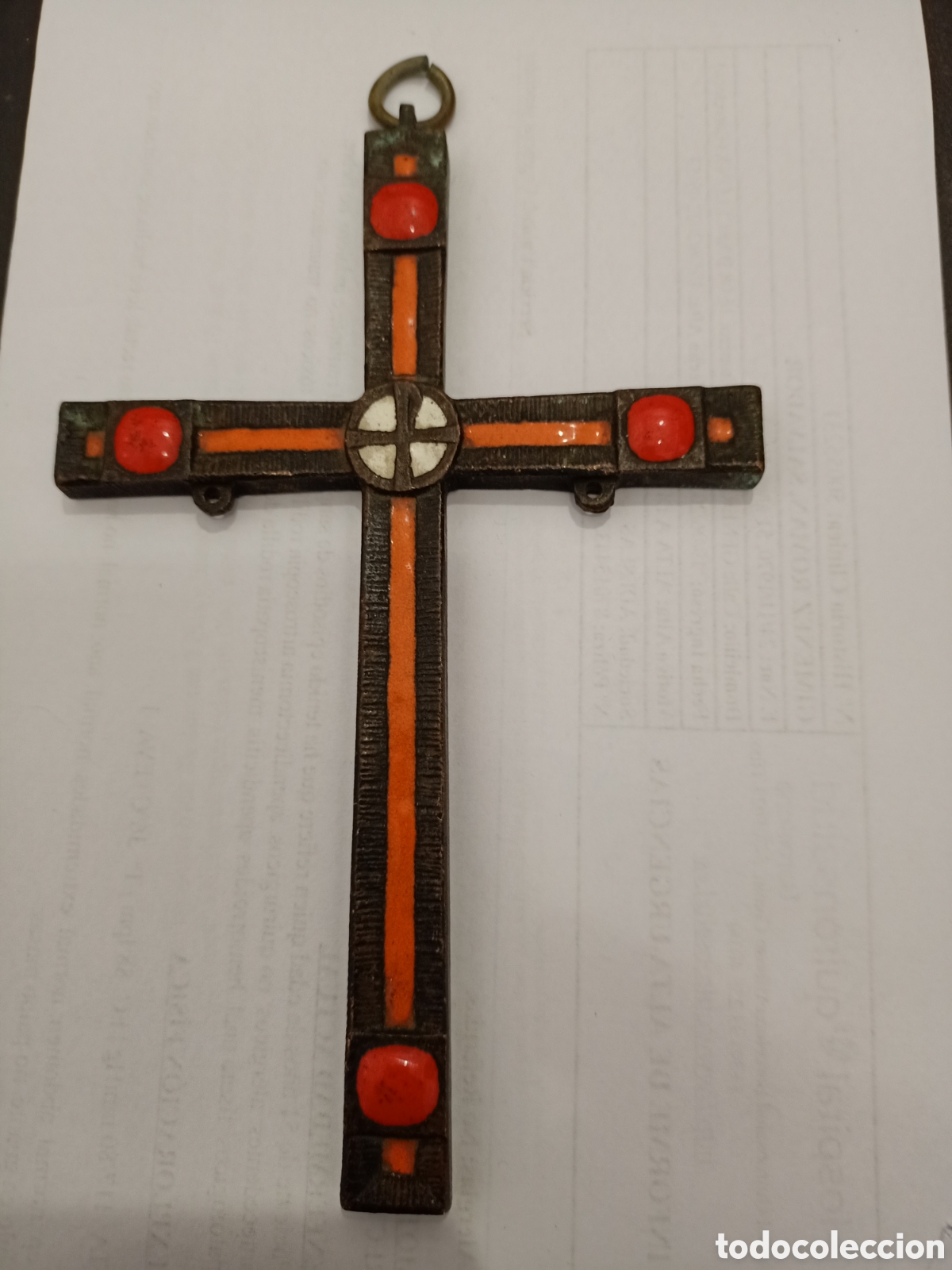 Antig&uuml;edades: Cruz de bronce y esmalte de Nuet Marti - Foto 1