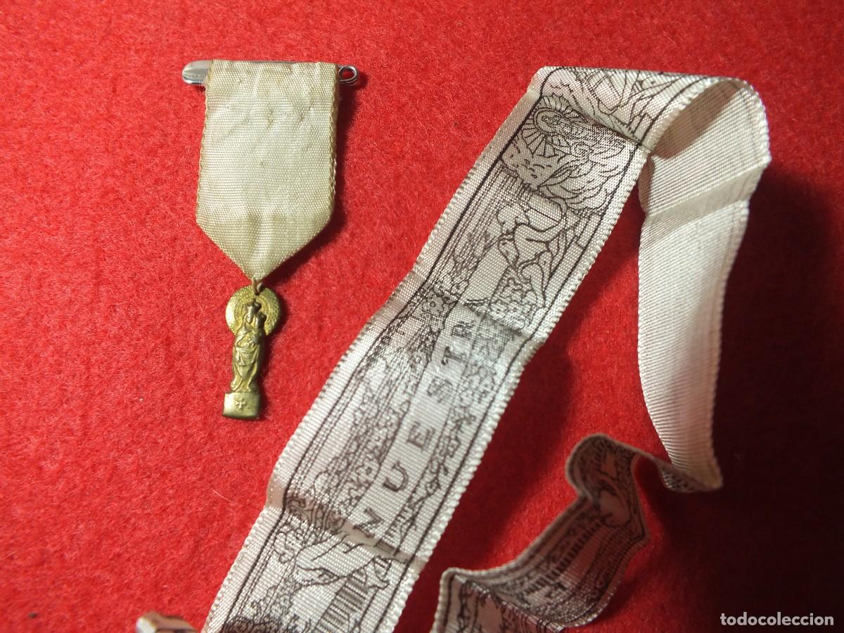 virgen del pilar antigua cinta y medalla - Compra venta en todocoleccion