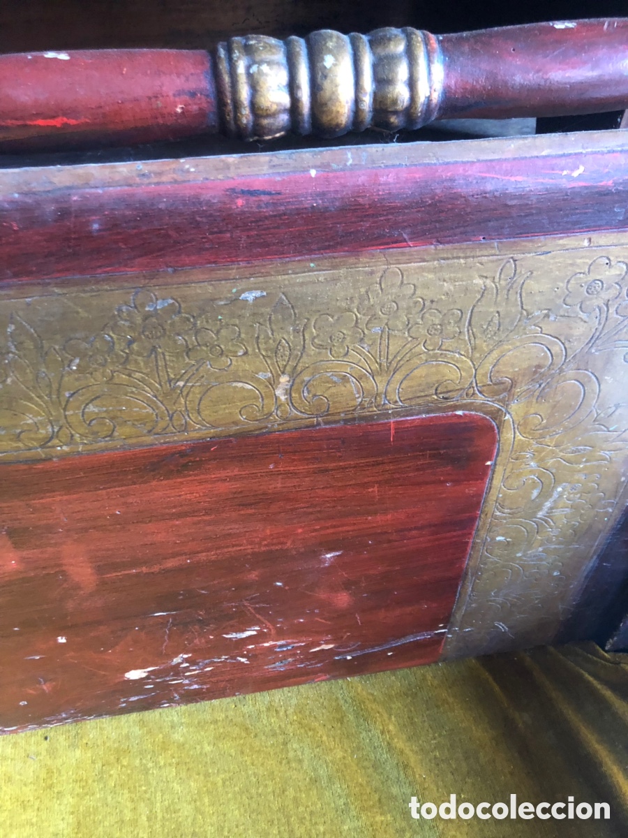 Antig&uuml;edades: Banco policromado rojo - Foto 3