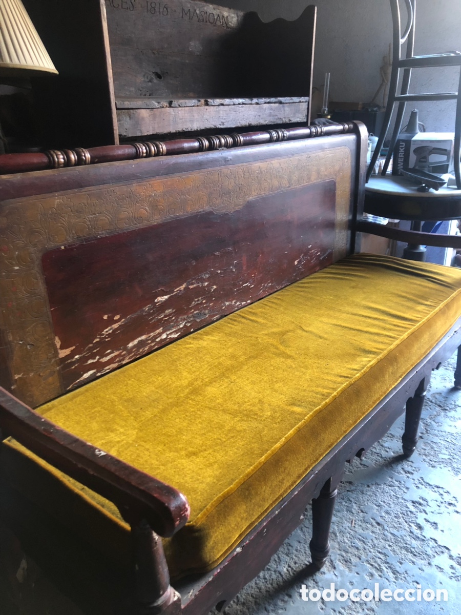 Antig&uuml;edades: Banco policromado rojo - Foto 4