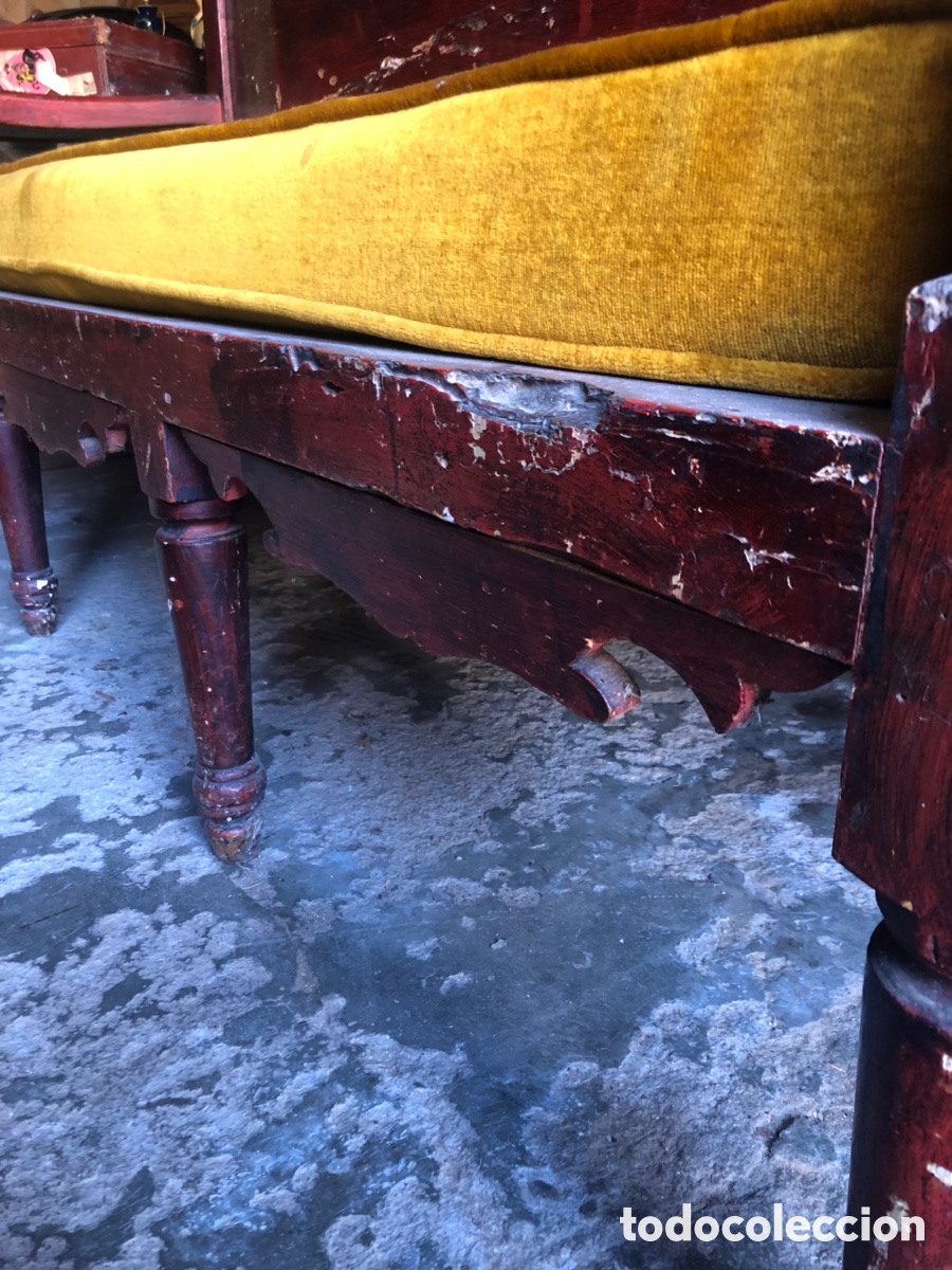 Antig&uuml;edades: Banco policromado rojo - Foto 10