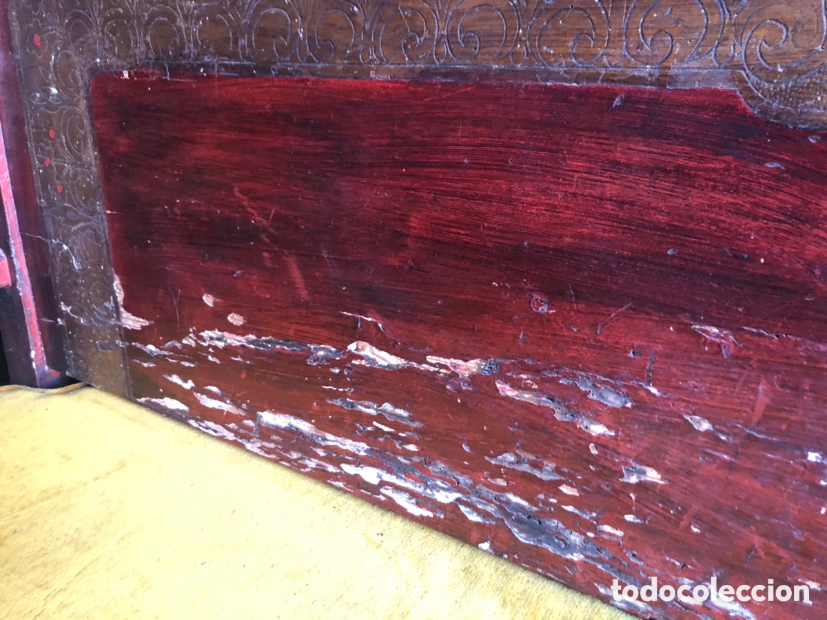 Antig&uuml;edades: Banco policromado rojo - Foto 11