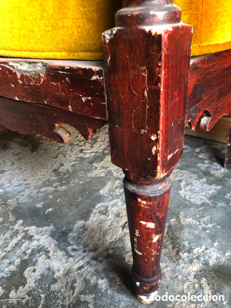 Antig&uuml;edades: Banco policromado rojo - Foto 12