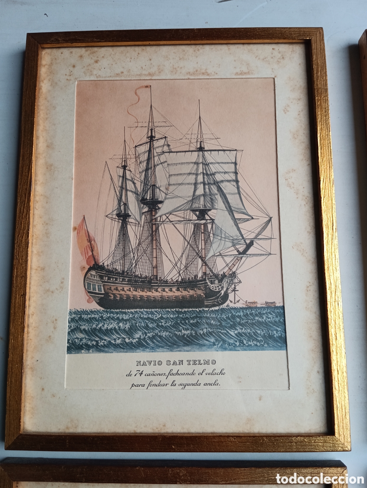 Antig&uuml;edades: MARCOS DORADOS CON LAMINAS DE BARCOS. - Foto 2