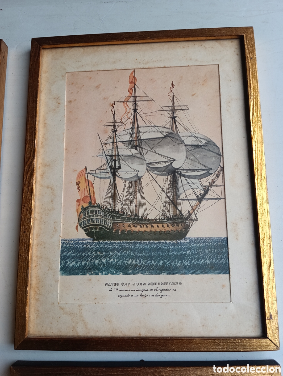 Antig&uuml;edades: MARCOS DORADOS CON LAMINAS DE BARCOS. - Foto 3