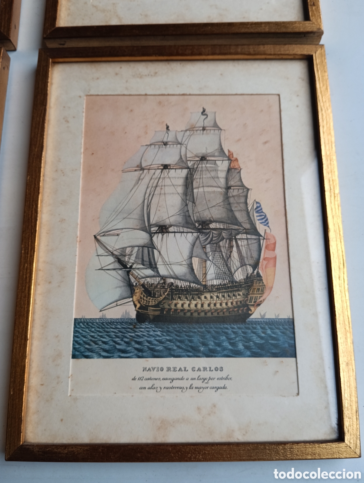 Antig&uuml;edades: MARCOS DORADOS CON LAMINAS DE BARCOS. - Foto 4