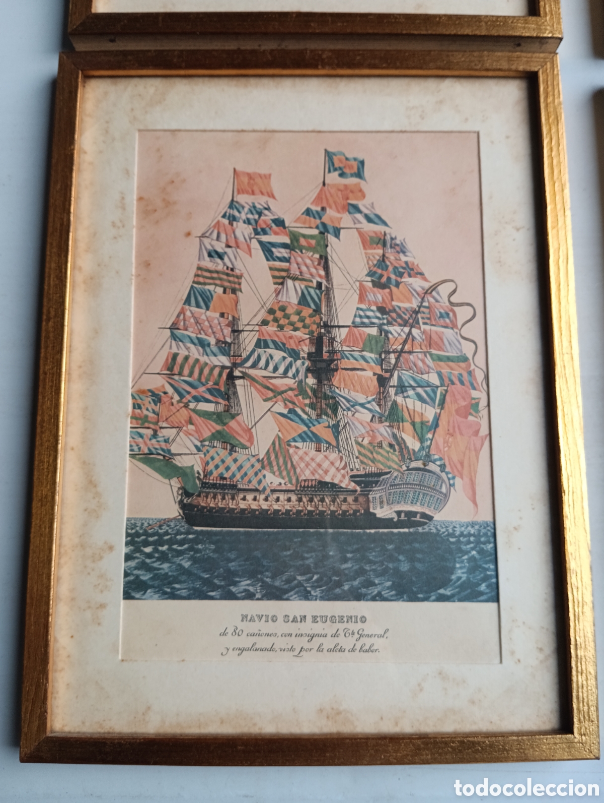 Antig&uuml;edades: MARCOS DORADOS CON LAMINAS DE BARCOS. - Foto 5